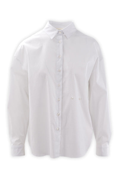 Camicia in cotone pregiato con bottoni diagonali