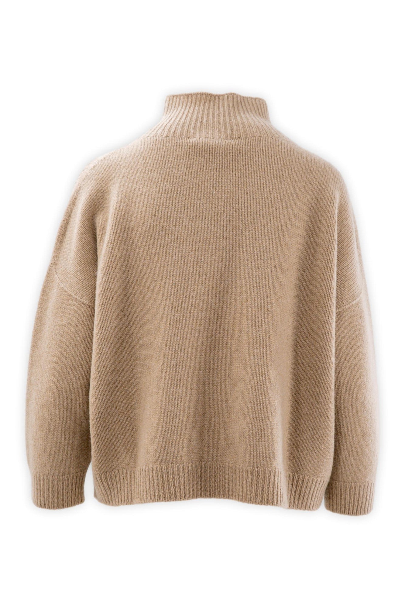 Maglia con collo a vulcano in puro cashmere finezza due fili