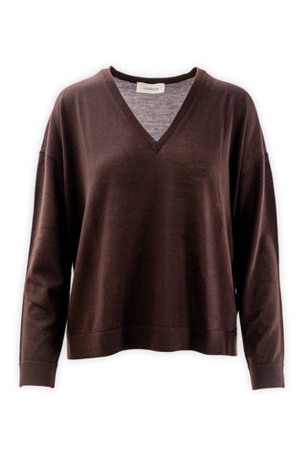 Maglia scollo a V in pura lana merinos