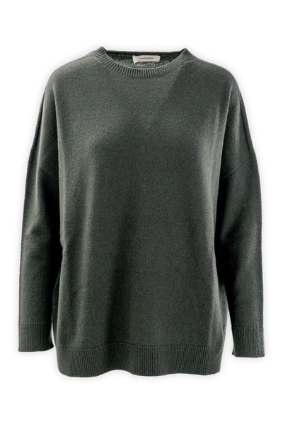 Oversized crew neck sweater in wool and cashmere