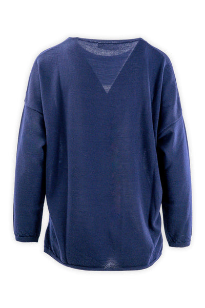 Crew neck sweater in 14 gauge combed wool