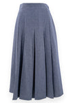 Gonna lunga con pieghe in cotone effetto denim