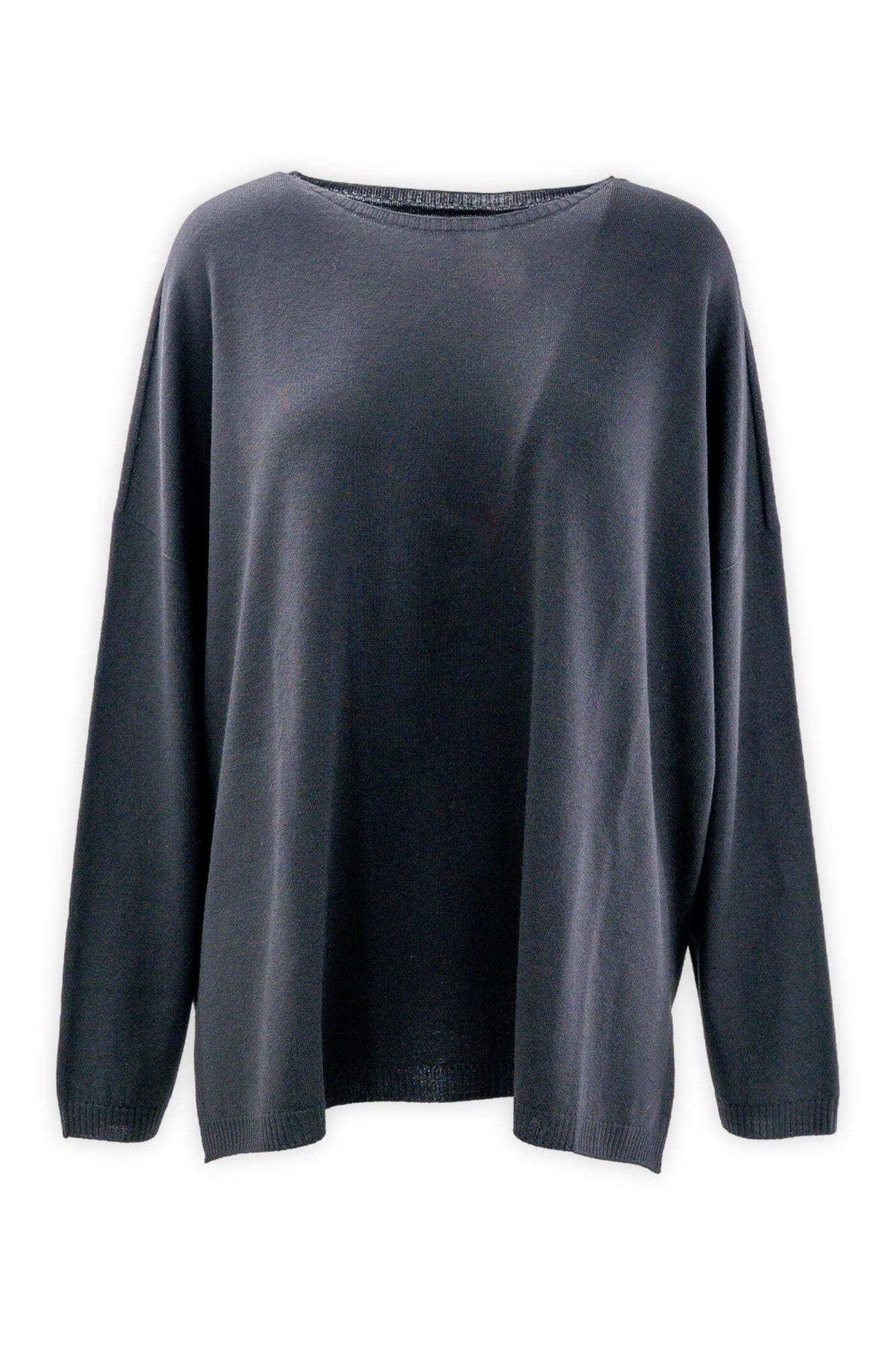 Maglia ampia in pura lana con spacchi laterali